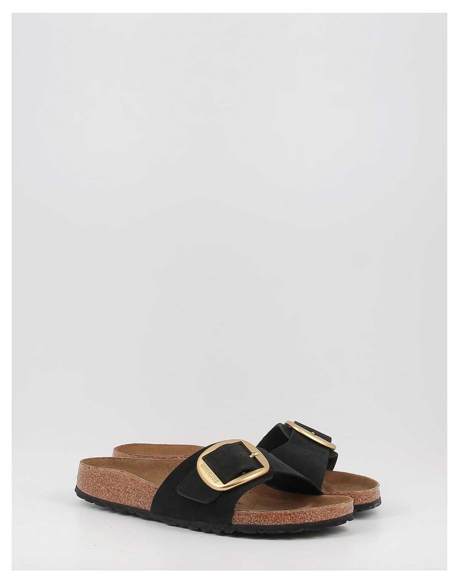 Mujer Birkenstock | Sandalias Birkenstock Madrid Big Buckle Lenb Negro