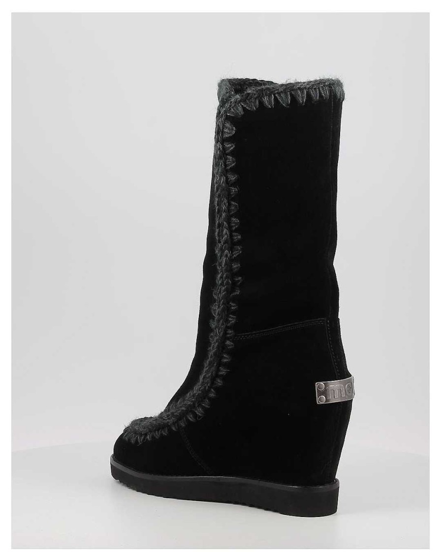 Mujer Mou | Botas Mou French Toe Wedge Tall Negro