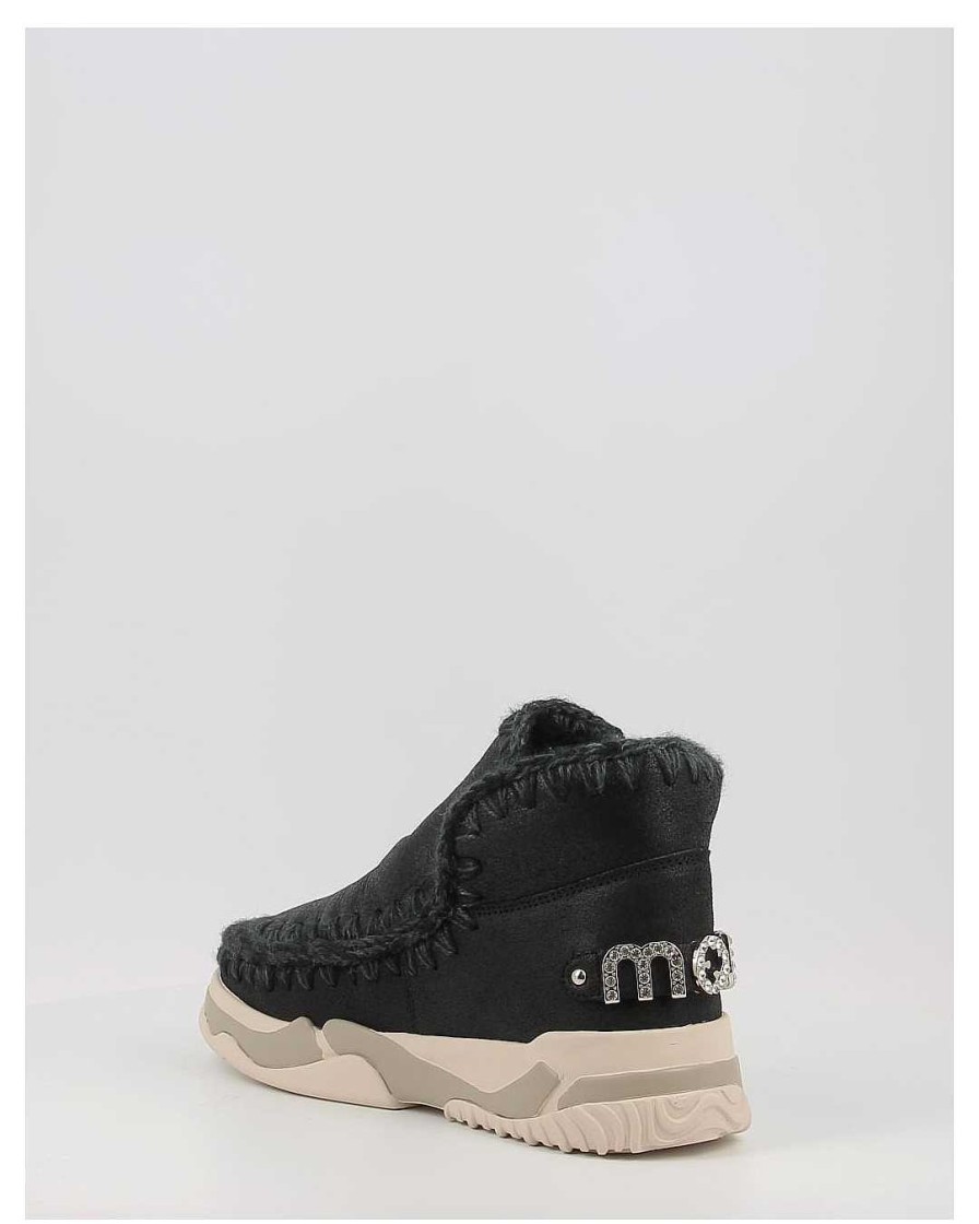 Mujer Mou | Botas Mou Eskimo Trainer Logo Rhinestones Negro