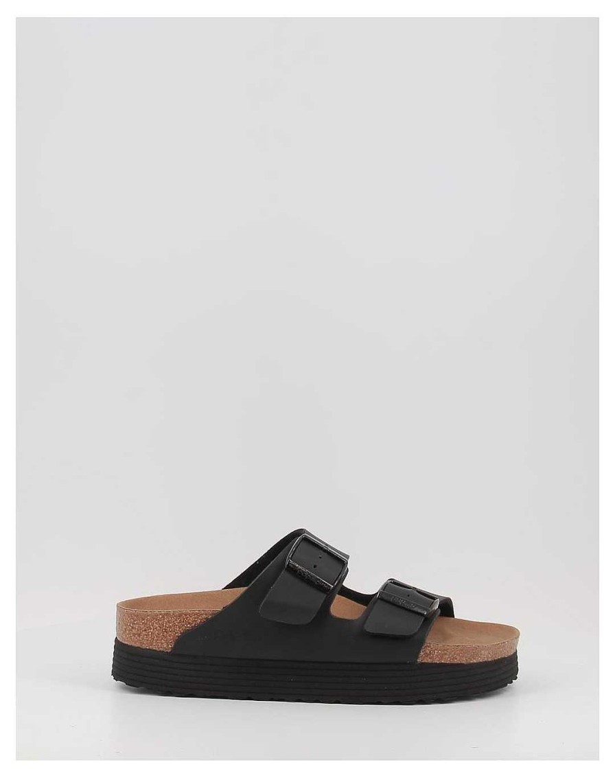 Mujer Birkenstock | Sandalias Birkenstock Papillio Arizona Grooved Platform Bf Veg Negro