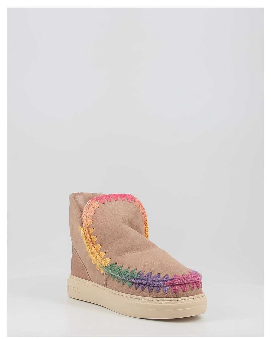 Mujer Mou | Botas Mou Eskimo Sneaker Bold Rainbow Stitching Taupe