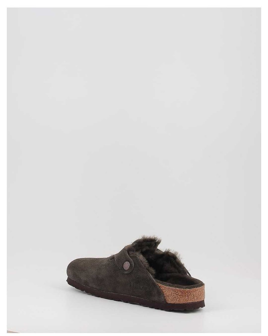 Mujer Birkenstock | Zuecos Birkenstock Boston Vl Shearling Marron