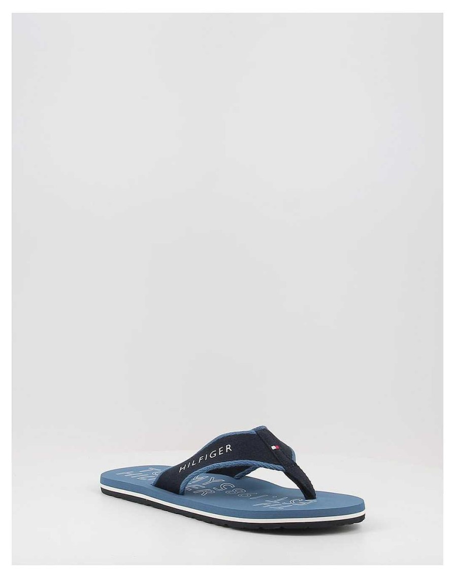 Hombre Tommy Hilfiger | Chanclas Tommy Hilfiger Sporty Hilfiger Beach Sandal Dbx Azul