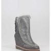 Mujer Mou | Botas Mou French Toe Wedge Back Patch Cross Duiro Gris