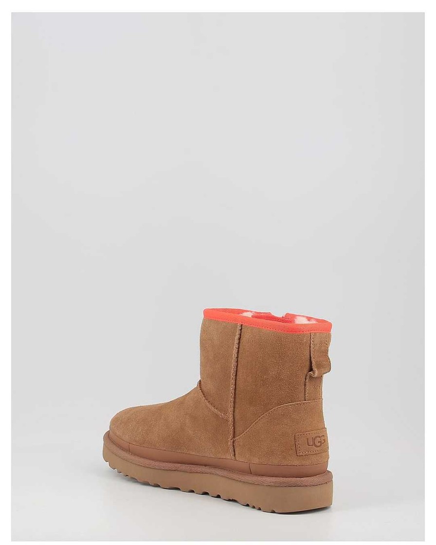 Mujer Ugg | Botas Ugg Classic Mini Zipper Tape Logo Chestnut