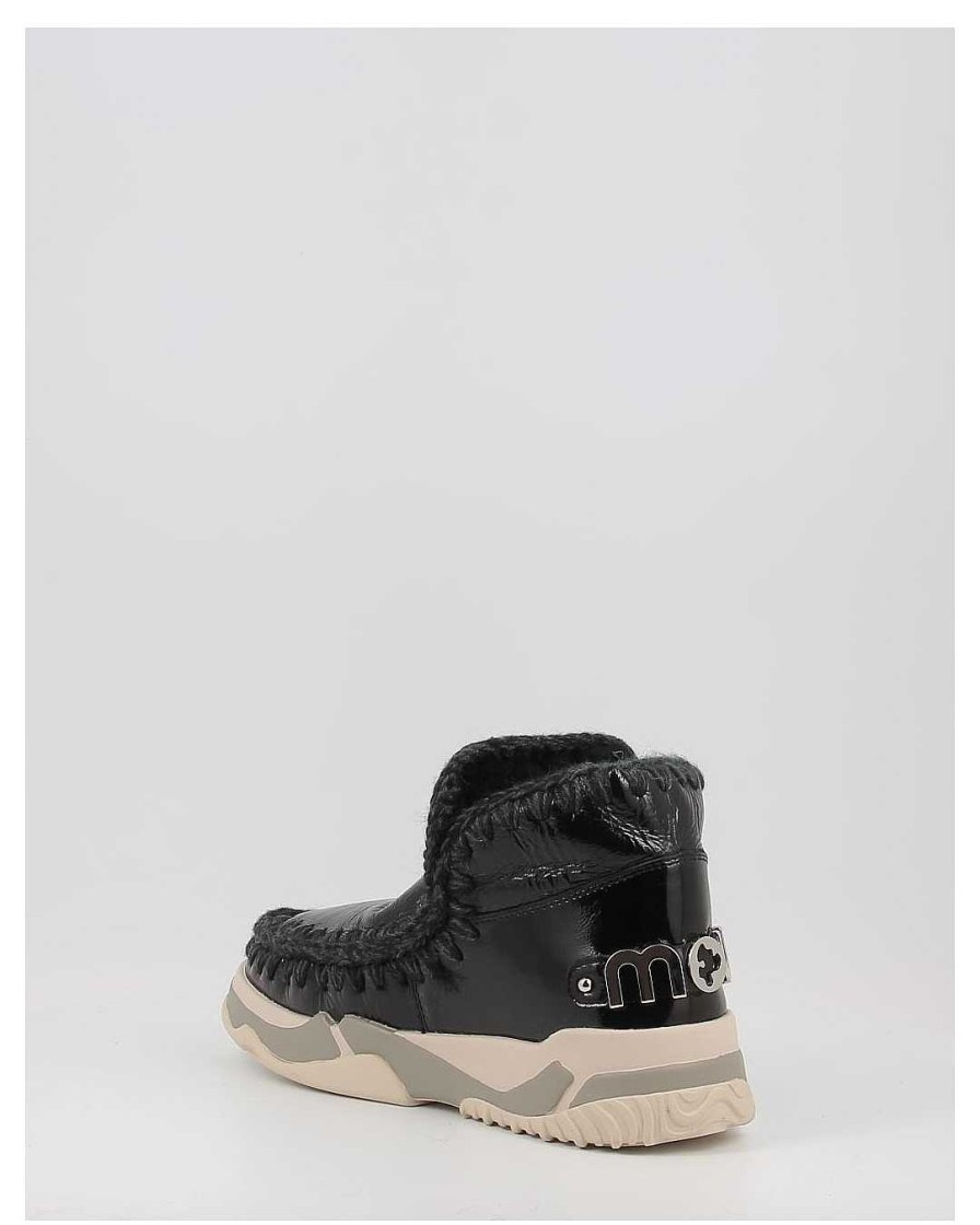 Mujer Mou | Botas Mou Eskimo Trainer - Big Metallic Letter Logo Negro