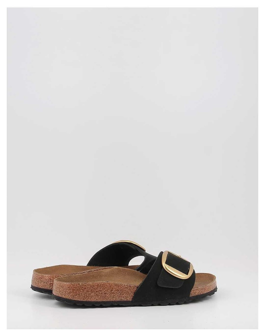 Mujer Birkenstock | Sandalias Birkenstock Madrid Big Buckle Lenb Negro