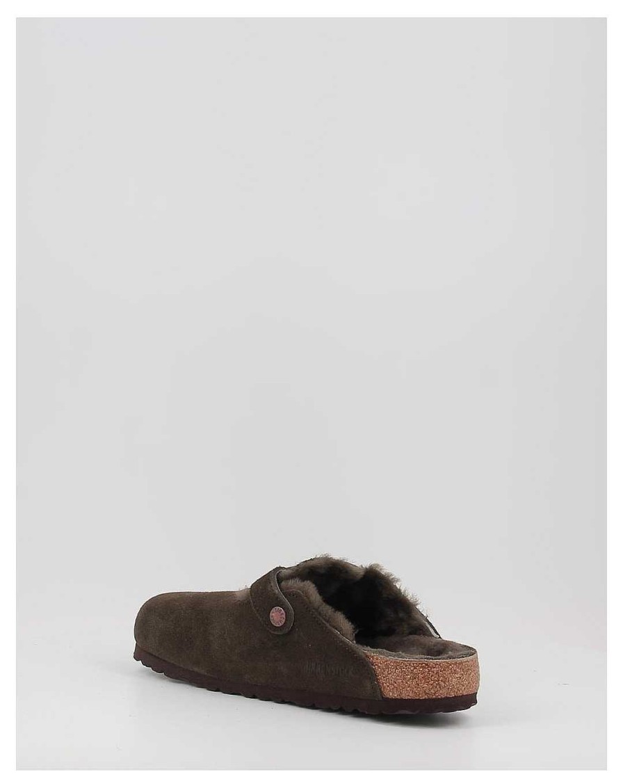 Hombre Birkenstock | Zuecos Birkenstock Boston Vl Shearling Marron