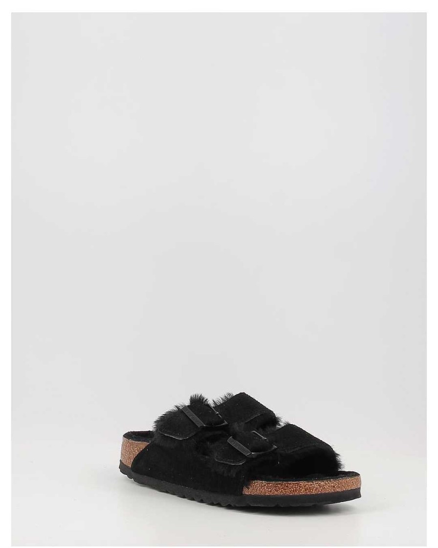 Mujer Birkenstock | Sandalias Birkenstock Arizona Shearling Negro