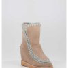 Mujer Mou | Botas Mou French Toe Wedge Short Taupe