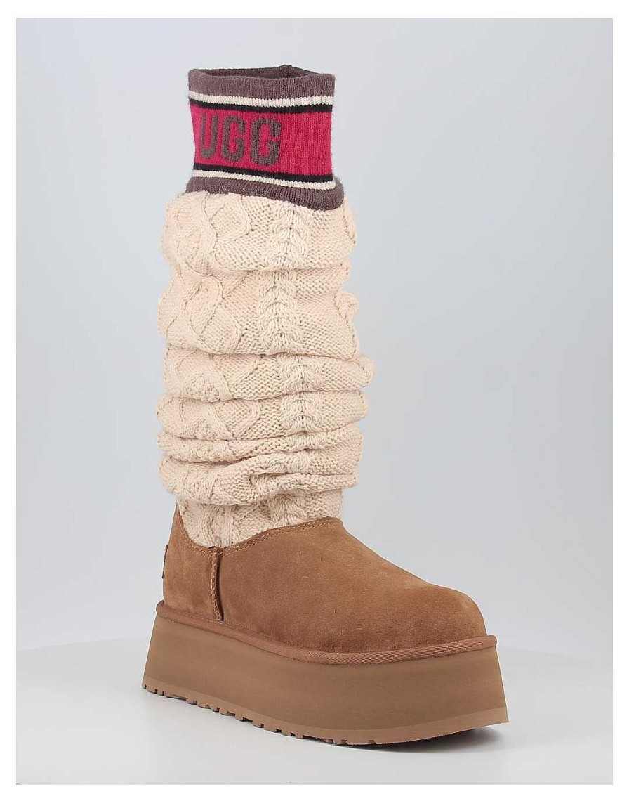 Mujer Ugg | Botas Ugg Classic Sweater Letter Tall Chestnut