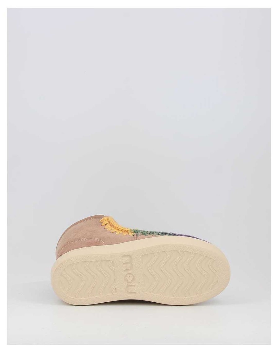 Mujer Mou | Botas Mou Eskimo Sneaker Bold Rainbow Stitching Taupe