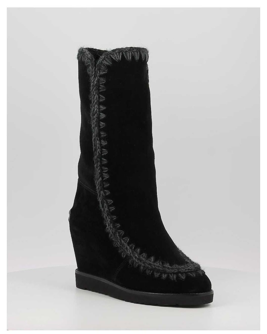 Mujer Mou | Botas Mou French Toe Wedge Tall Negro